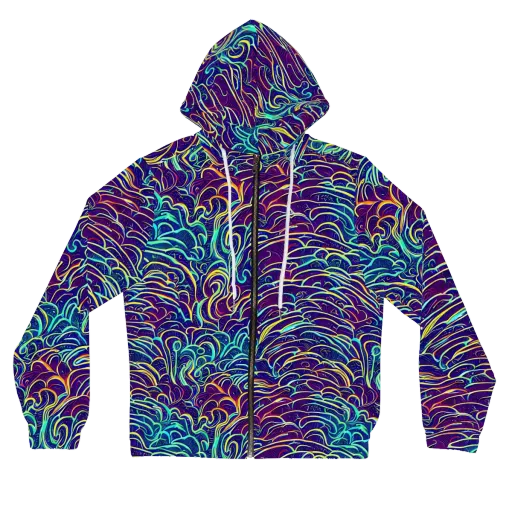 Cosmic Calligraphy on a Women's Full-Zip Hoodie
