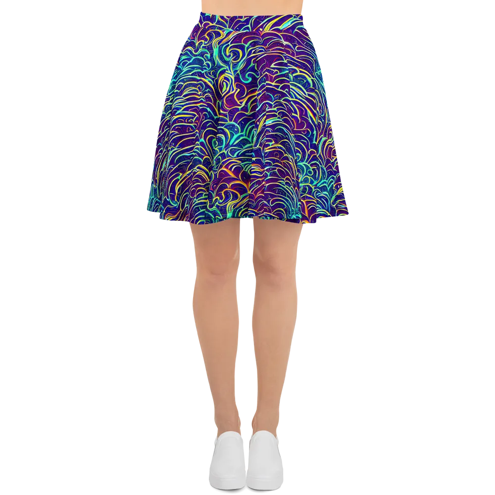 Cosmic Calligraphy on Skater Skirt — Front