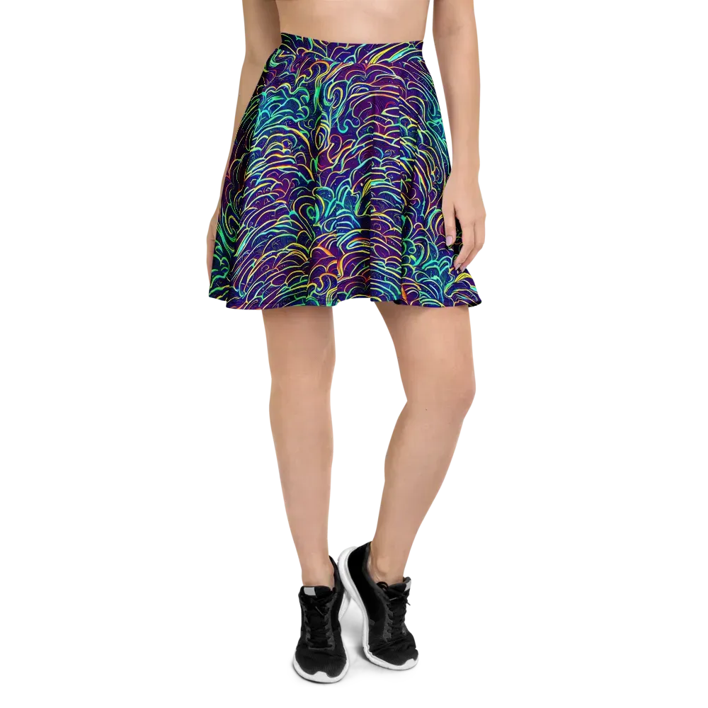 Cosmic Calligraphy on Skater Skirt — Front