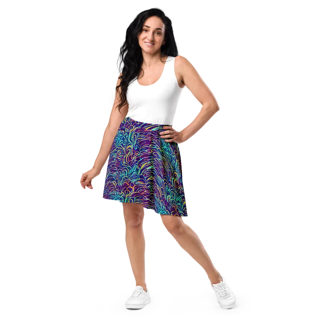 Cosmic Calligraphy on Skater Skirt — Front