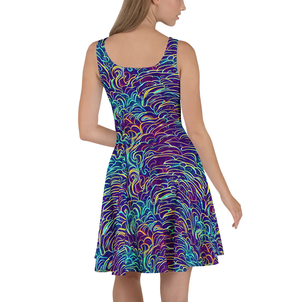 Cosmic Calligraphy on Skater Dress — Back