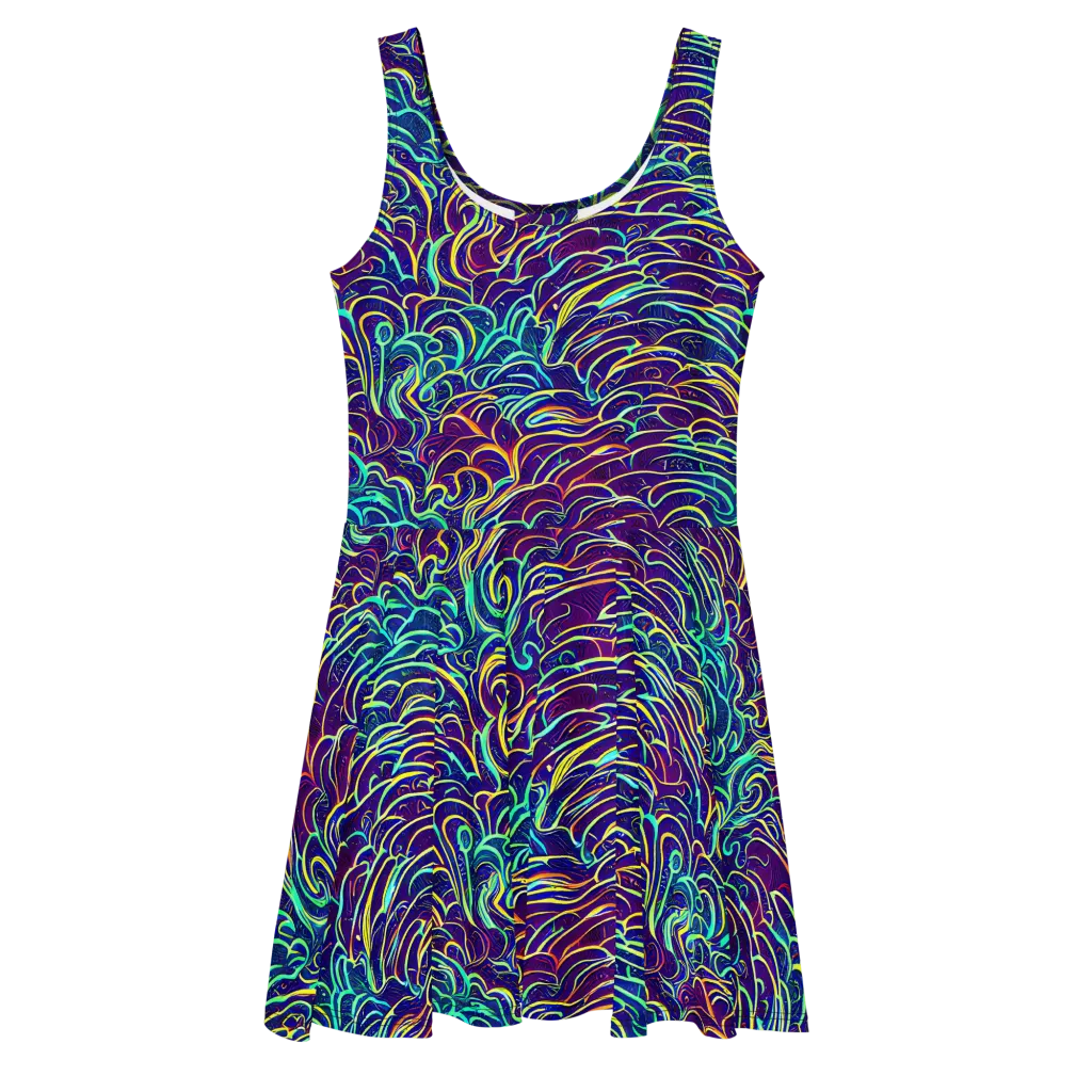 Cosmic Calligraphy on Skater Dress — Front