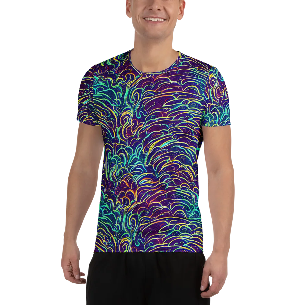 Cosmic Calligraphy on Men's Athletic T-Shirt — Front