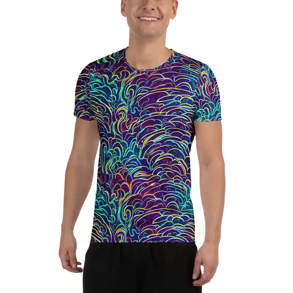Cosmic Calligraphy on Men's Athletic T-Shirt — Front