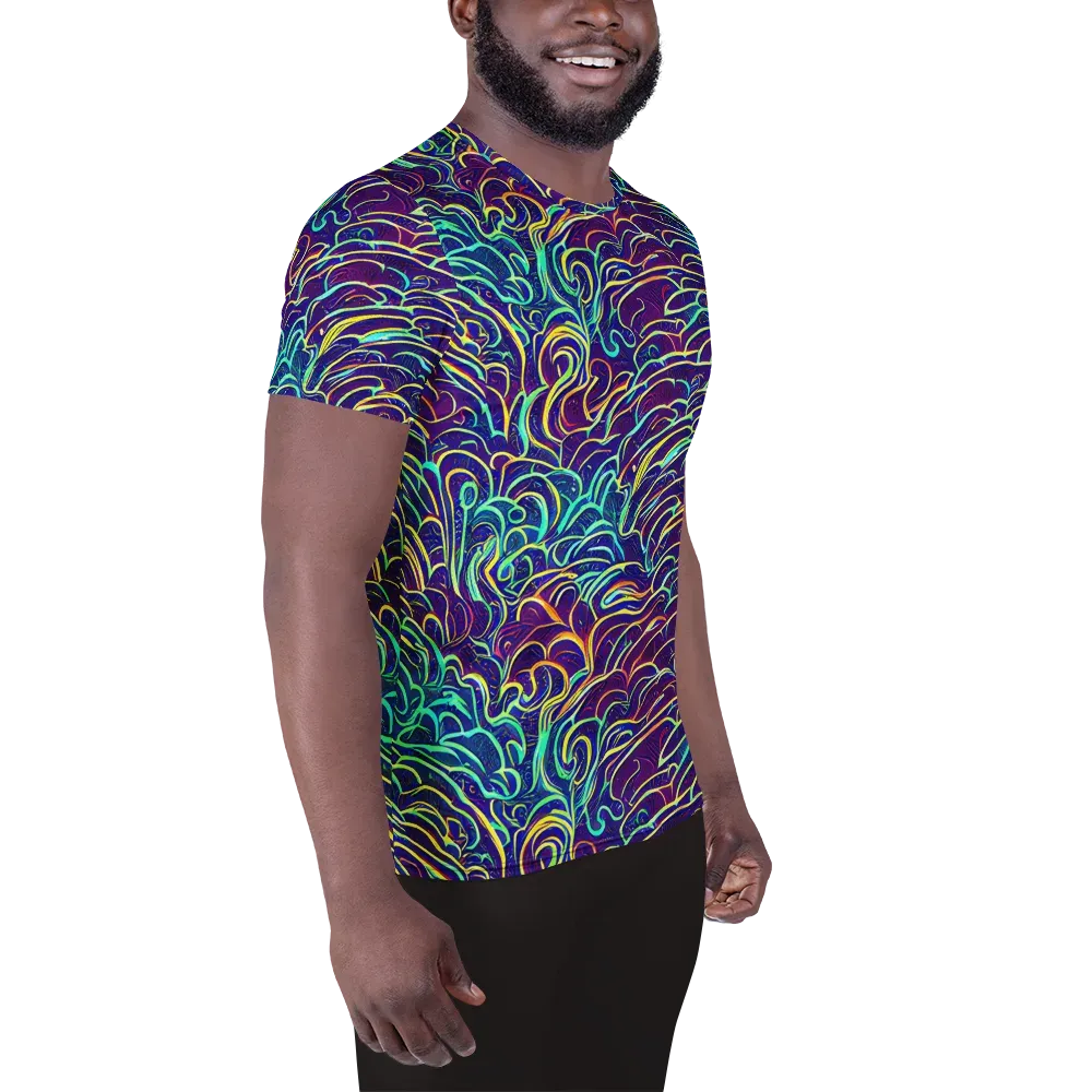 Cosmic Calligraphy on Men's Athletic T-Shirt — Right