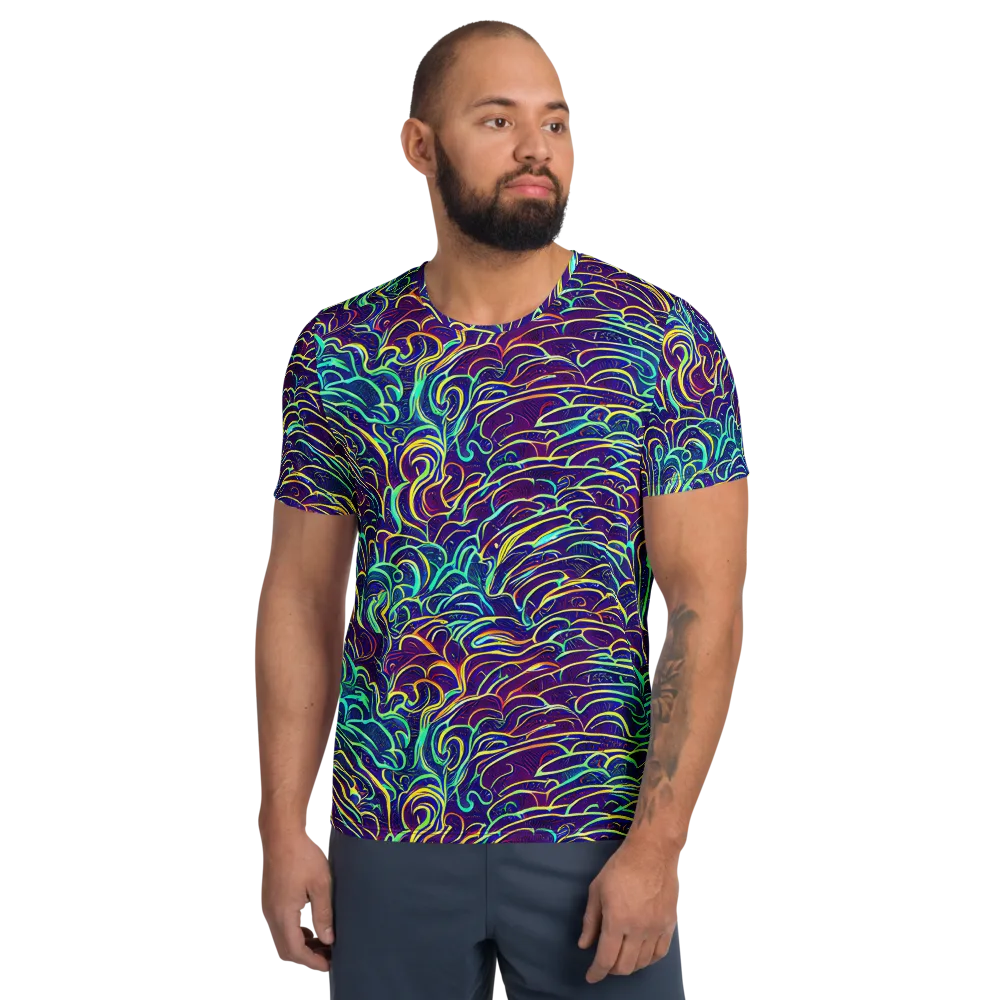 Cosmic Calligraphy on Men's Athletic T-Shirt — Front
