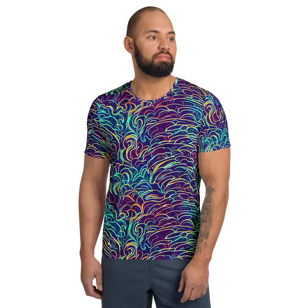 Cosmic Calligraphy on Men's Athletic T-Shirt — Front