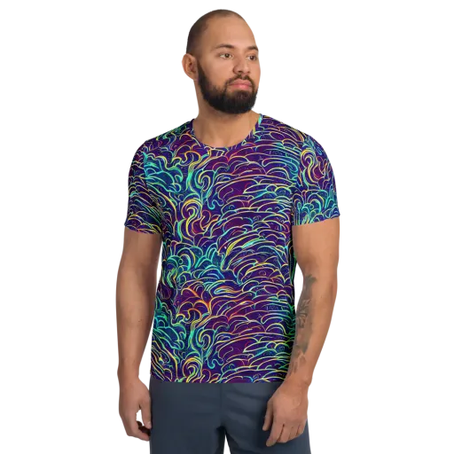 Cosmic Calligraphy on a Men's Athletic T-Shirt