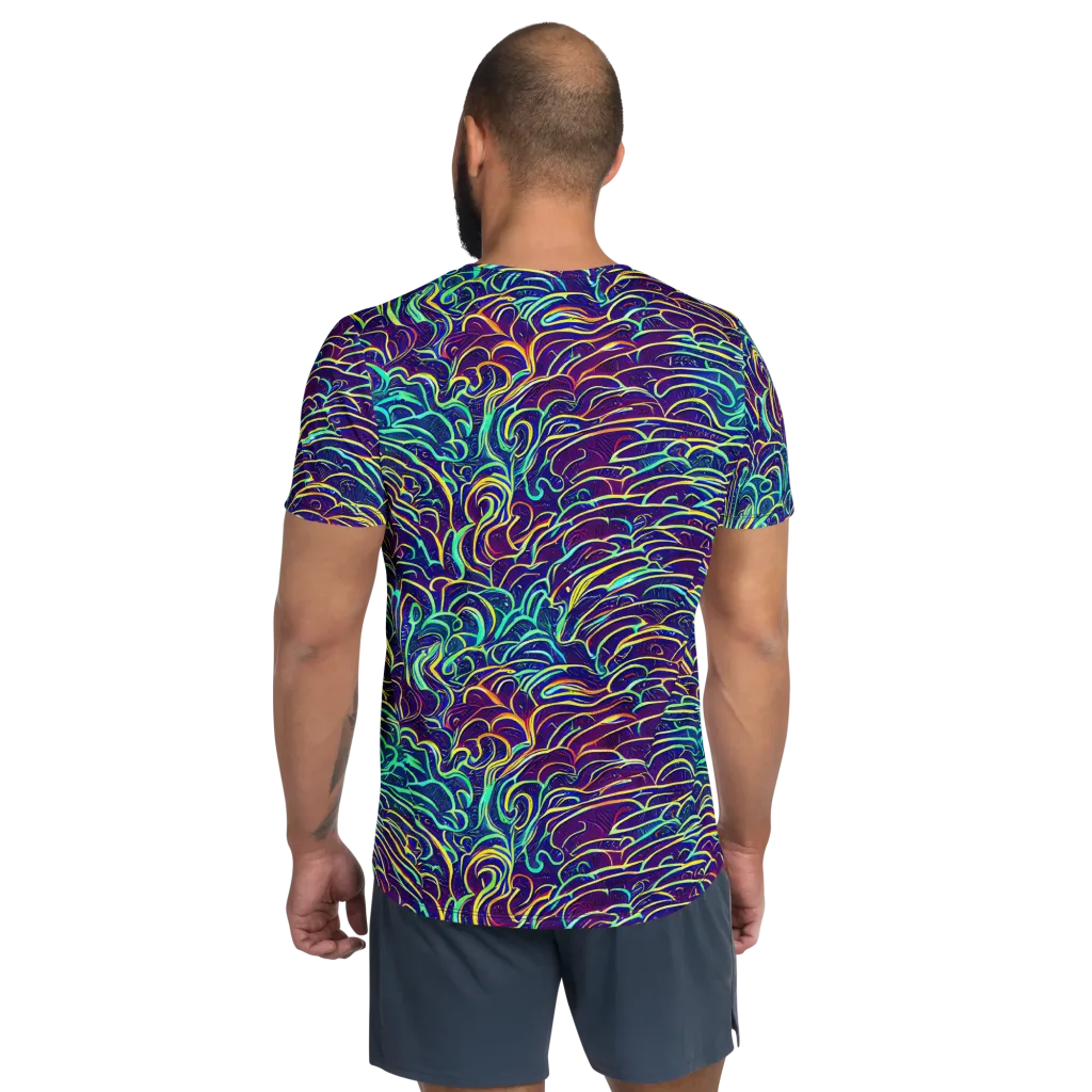 Cosmic Calligraphy on Men's Athletic T-Shirt — Back