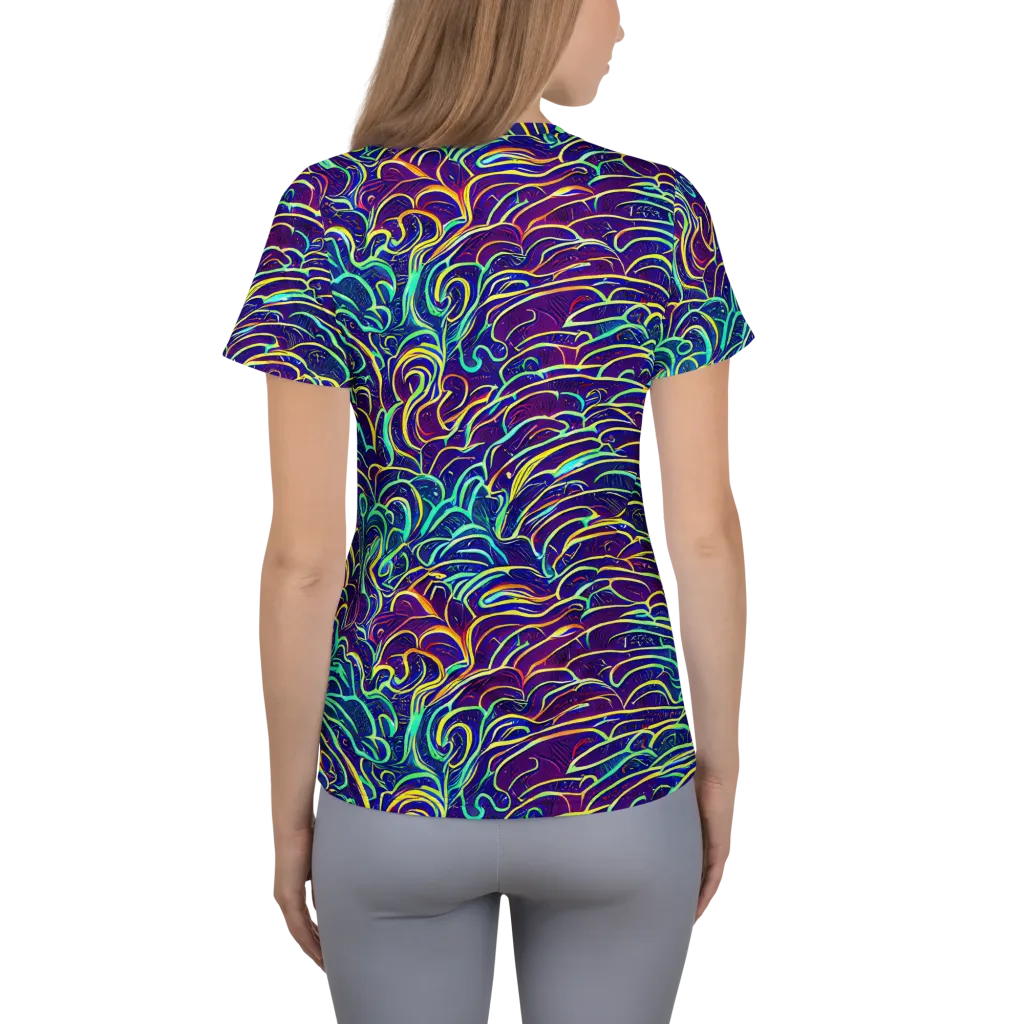 Cosmic Calligraphy on Women's Athletic T-Shirt — Back