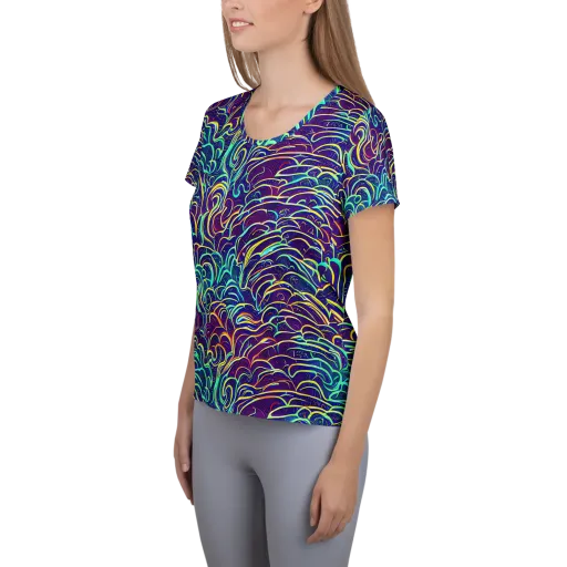 Cosmic Calligraphy on a Women's Athletic T-Shirt