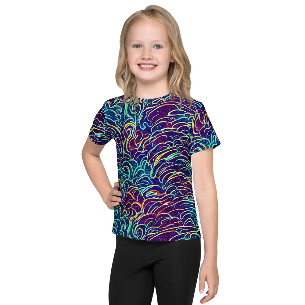 Cosmic Calligraphy on Kids Crew Neck T-Shirt — Front