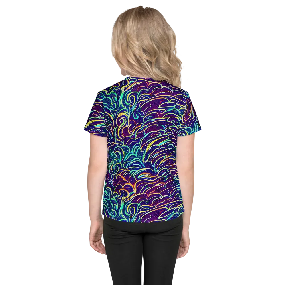 Cosmic Calligraphy on Kids Crew Neck T-Shirt — Back