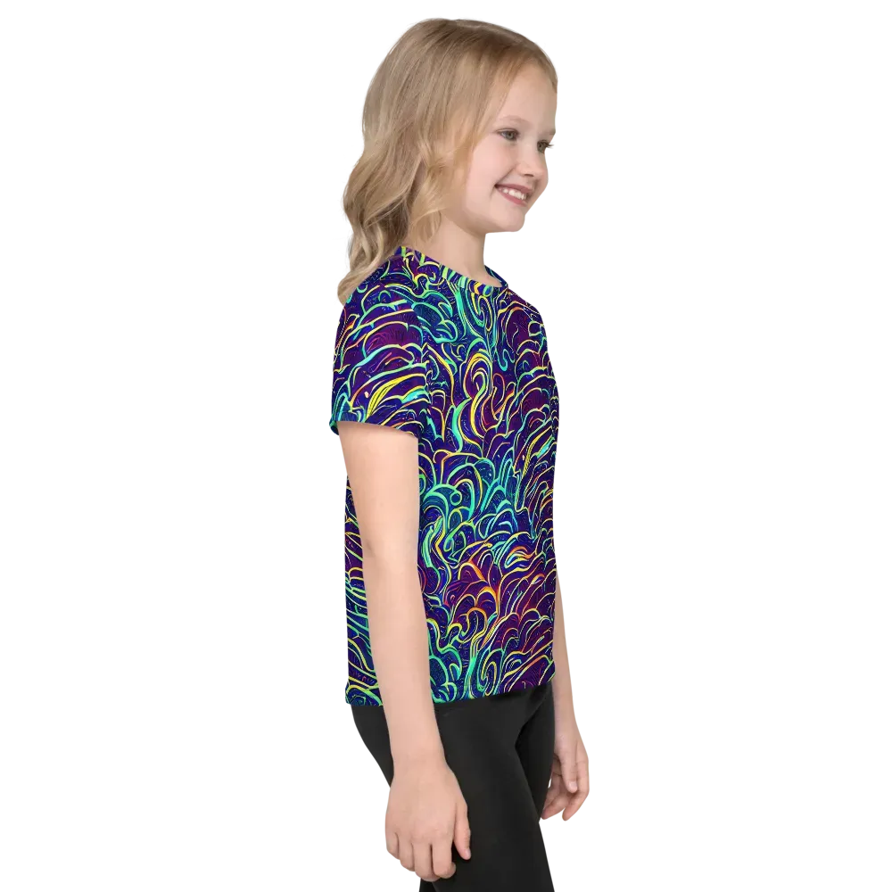 Cosmic Calligraphy on Kids Crew Neck T-Shirt — Right