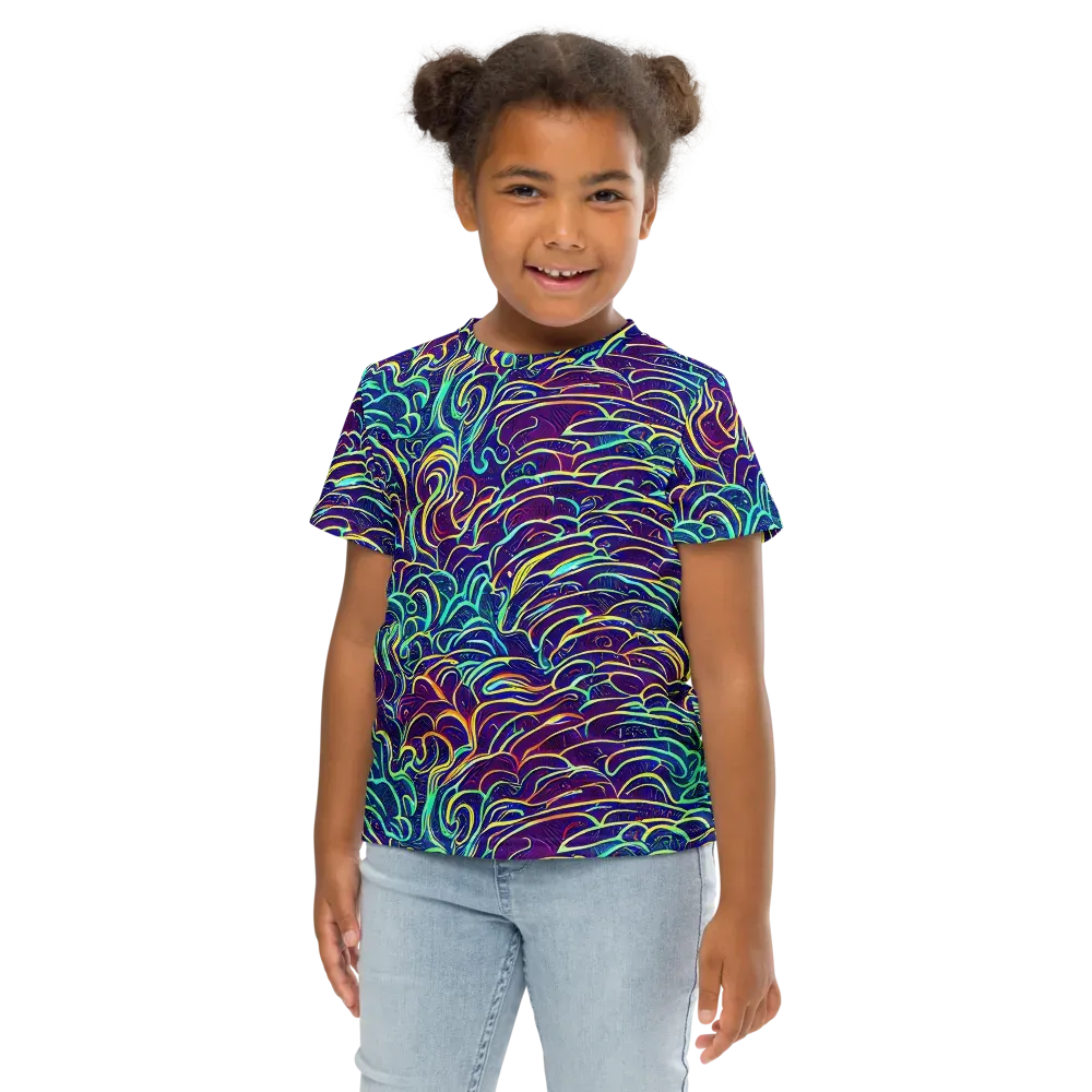 Cosmic Calligraphy on Kids Crew Neck T-Shirt — Front