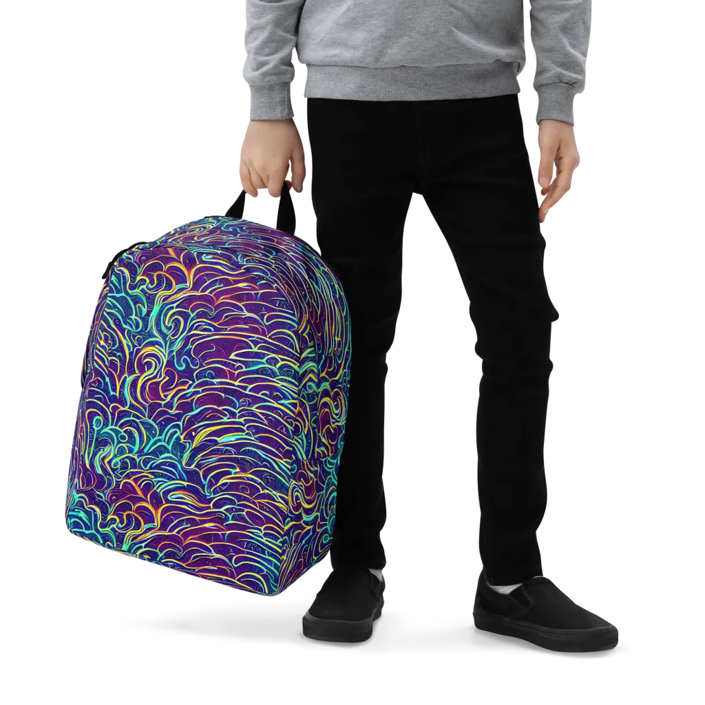Cosmic Calligraphy on Minimalist Backpack — Zoomed-in