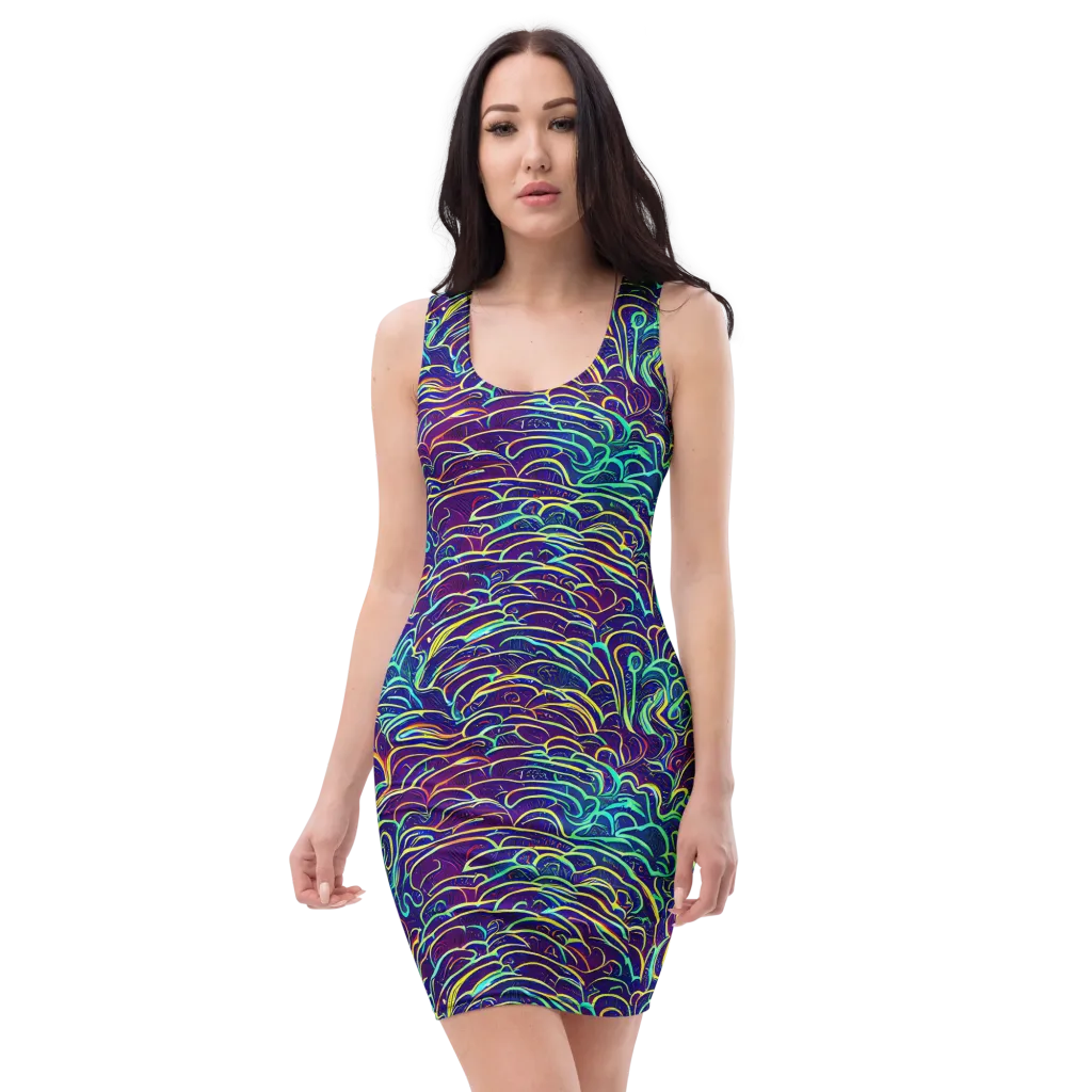 Cosmic Calligraphy on Bodycon Dress — Front