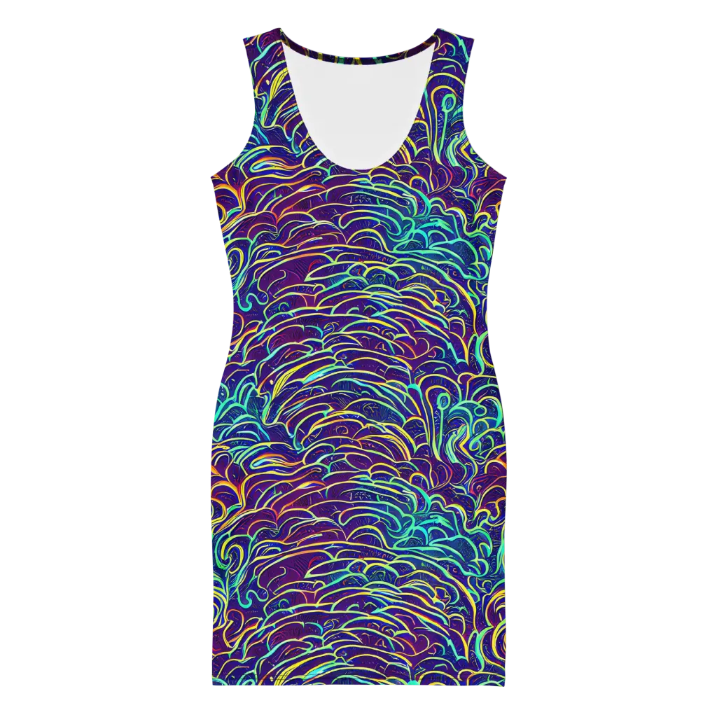 Cosmic Calligraphy on Bodycon Dress — Front