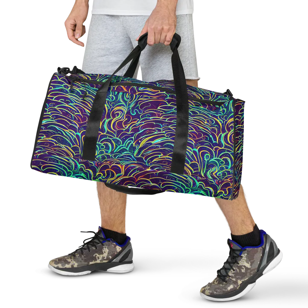 Cosmic Calligraphy on Duffle Bag — Front