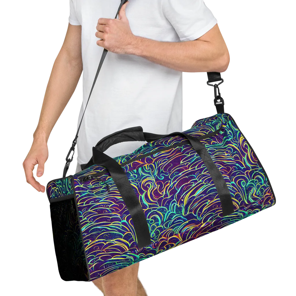 Cosmic Calligraphy on Duffle Bag — Right Front