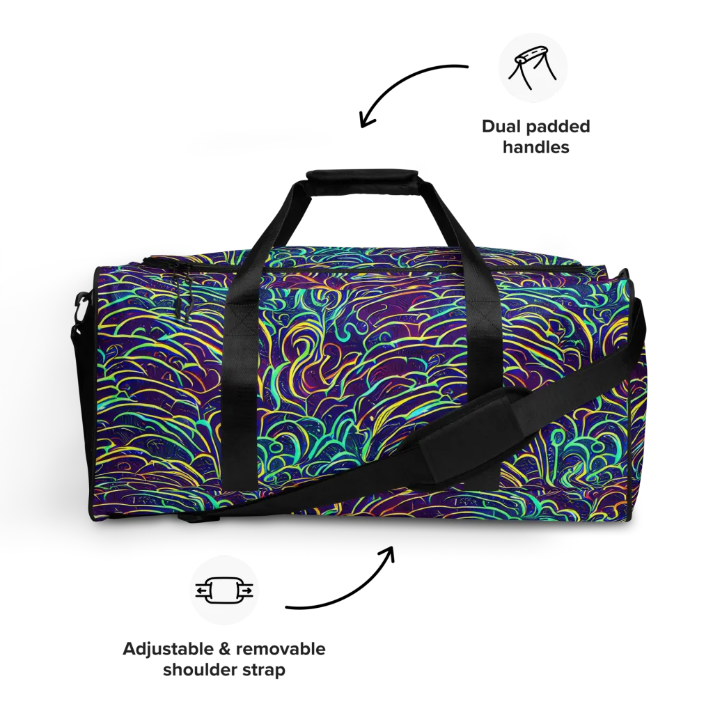 Cosmic Calligraphy on Duffle Bag — Front