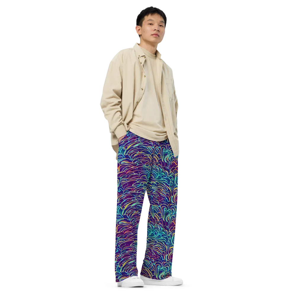 Cosmic Calligraphy on Wide-Leg Pants — Right Front