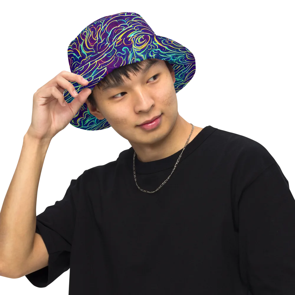 Cosmic Calligraphy on Reversible Bucket Hat — Front Inside