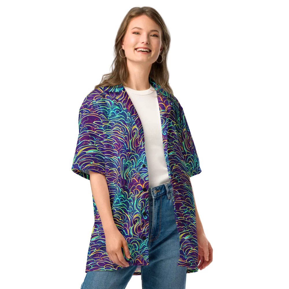 Cosmic Calligraphy on Button Shirt — Front