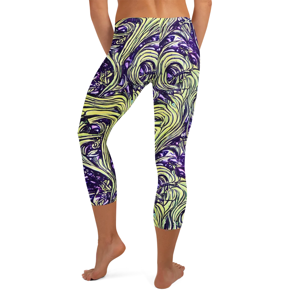 Acid Foliage on Capri Leggings — Back