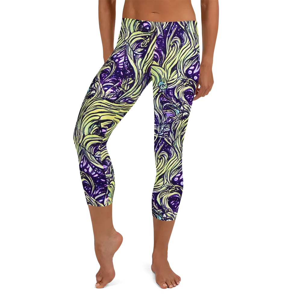 Acid Foliage on Capri Leggings — Front