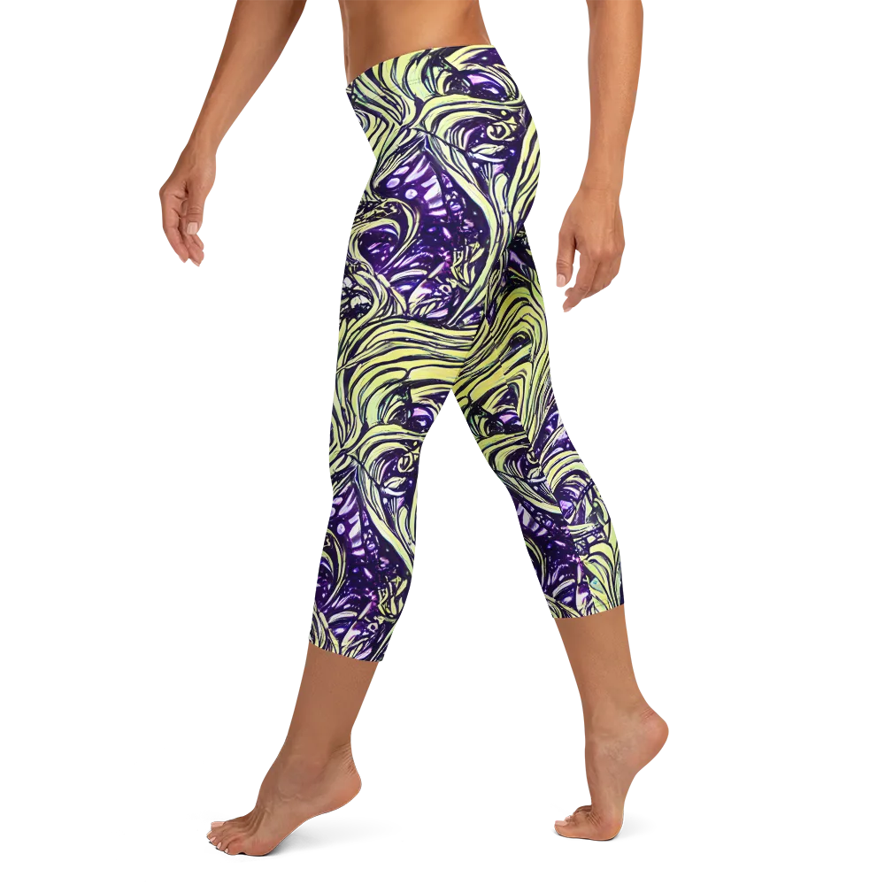 Acid Foliage on Capri Leggings — Left
