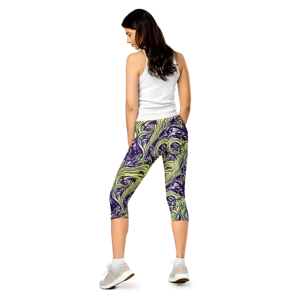 Acid Foliage on Capri Leggings — Back