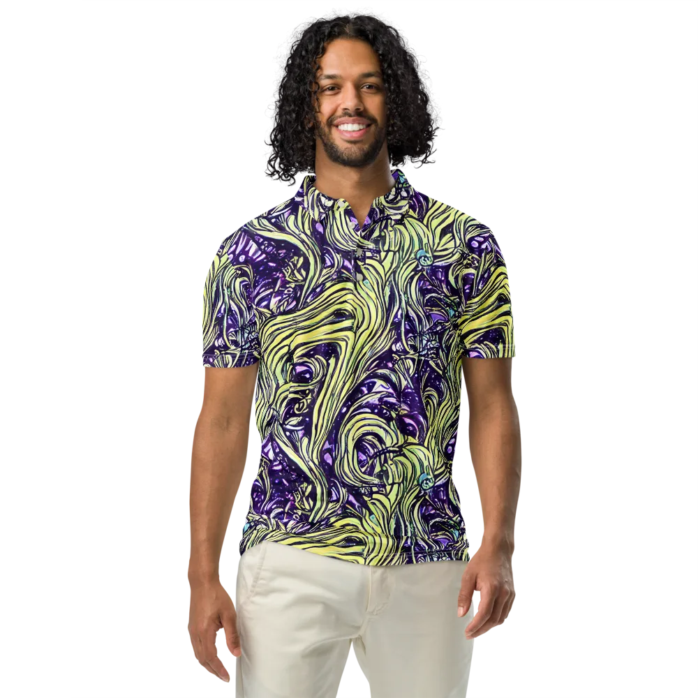 Acid Foliage on Men's Slim Fit Polo Shirt — Front