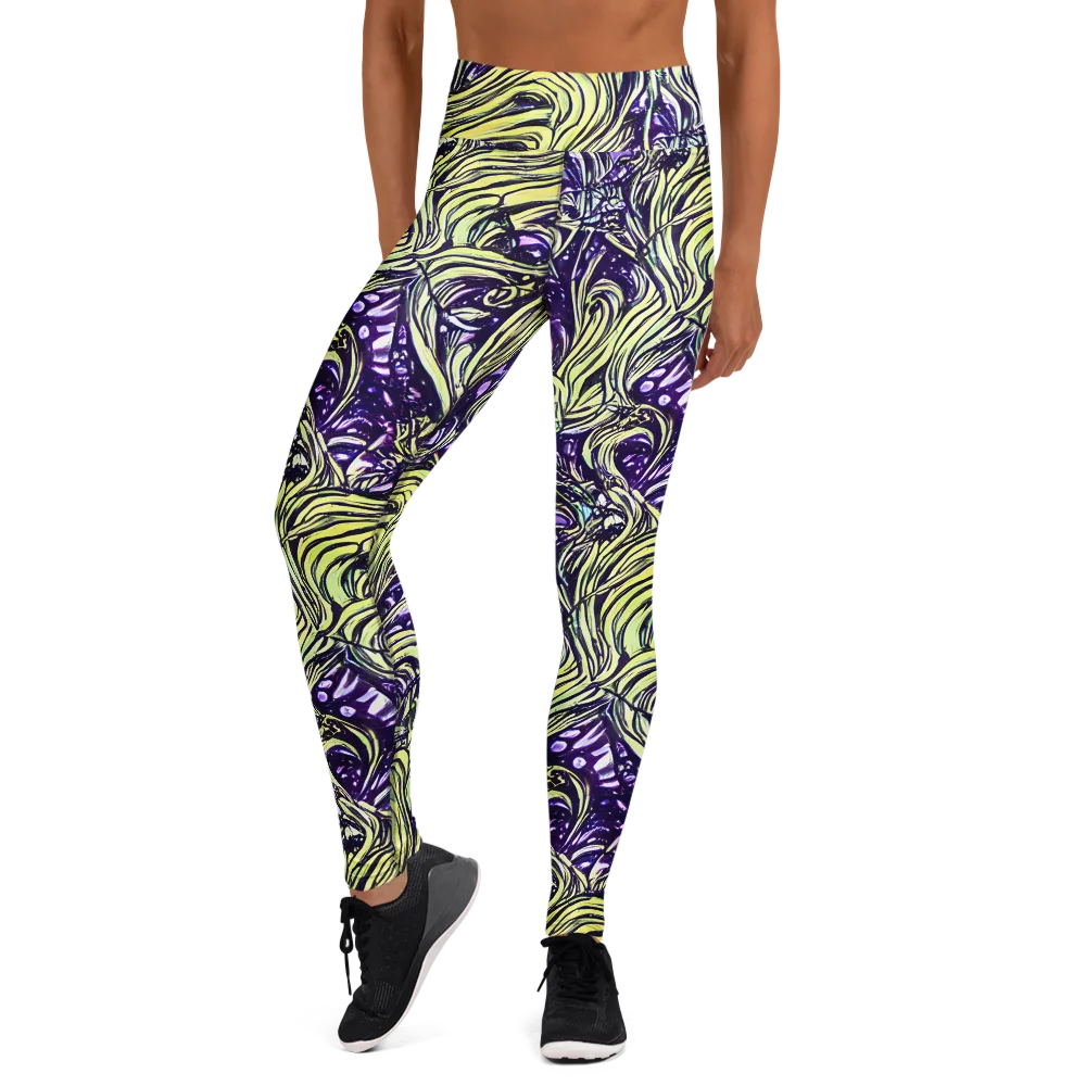 Acid Foliage on Yoga Leggings — Front