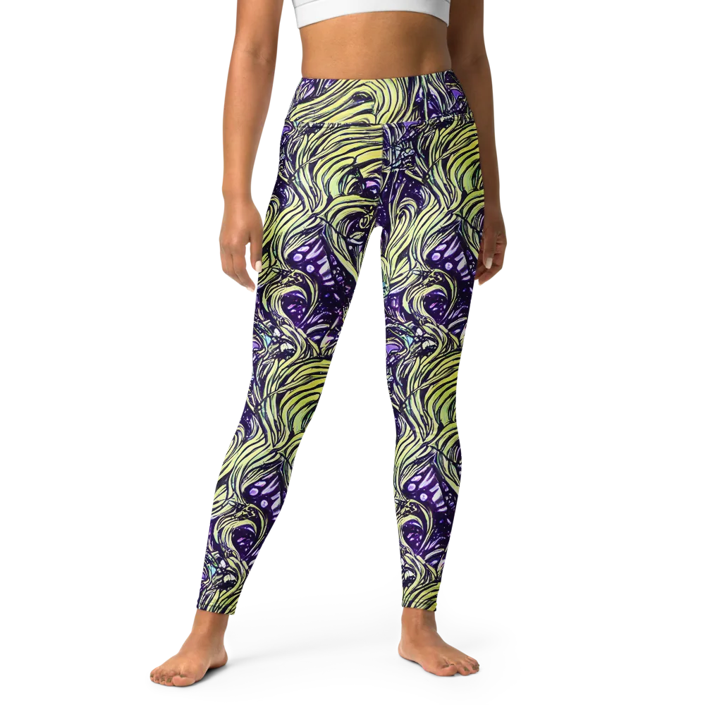 Acid Foliage on Yoga Leggings — Front