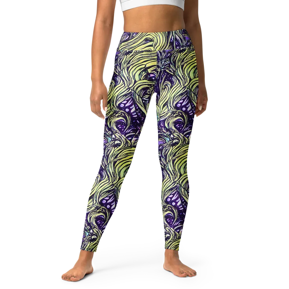 Acid Foliage on Yoga Leggings — Front