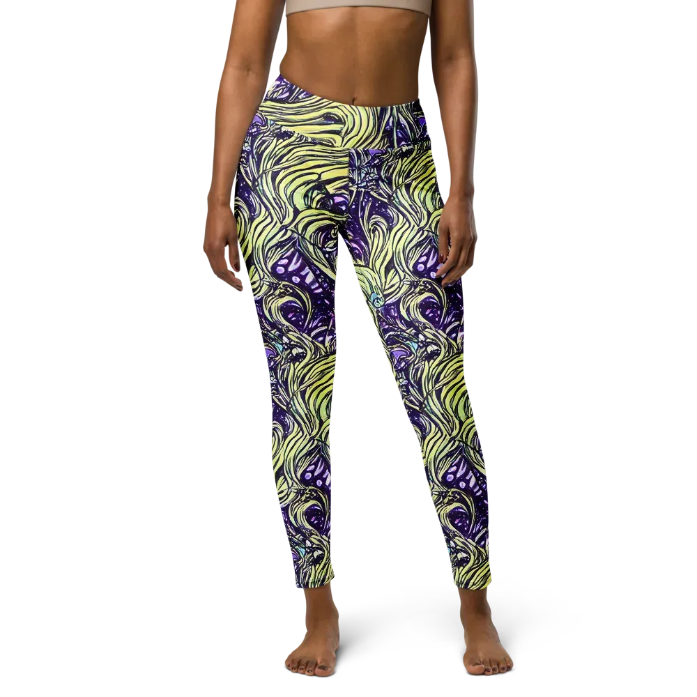 Acid Foliage on Yoga Leggings — Front