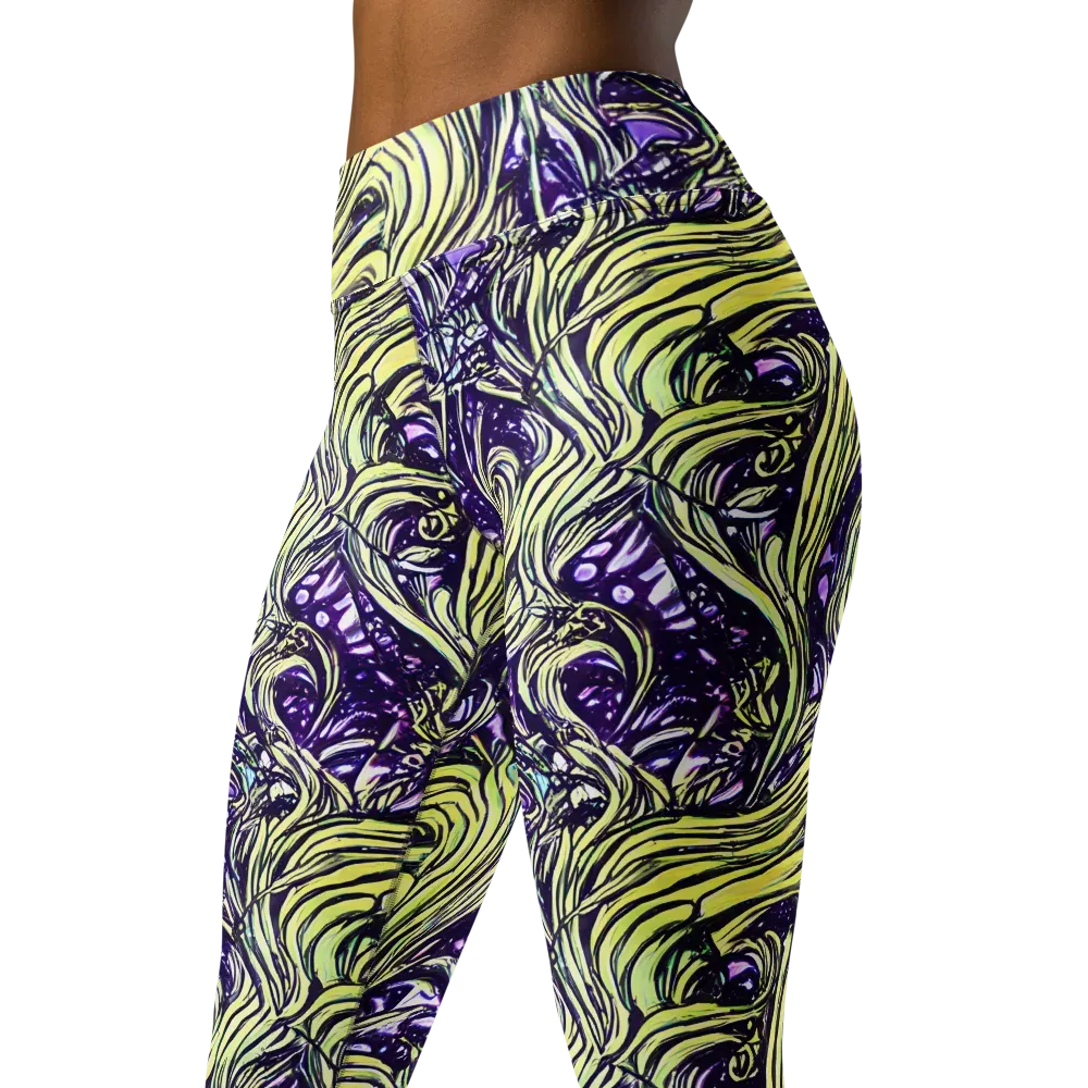 Acid Foliage on Yoga Leggings — Left Front