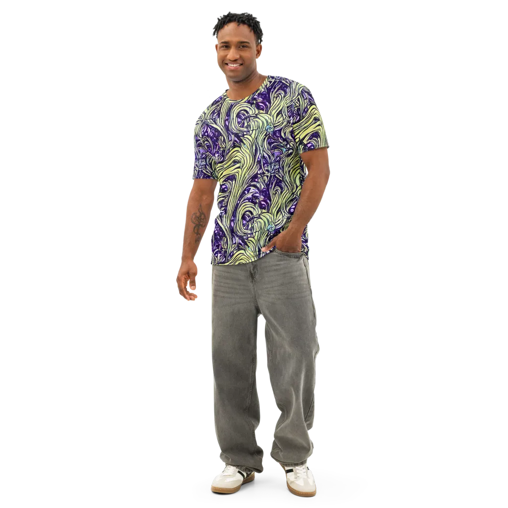 Acid Foliage on Men's Cotton Crew Neck T-Shirt — Front