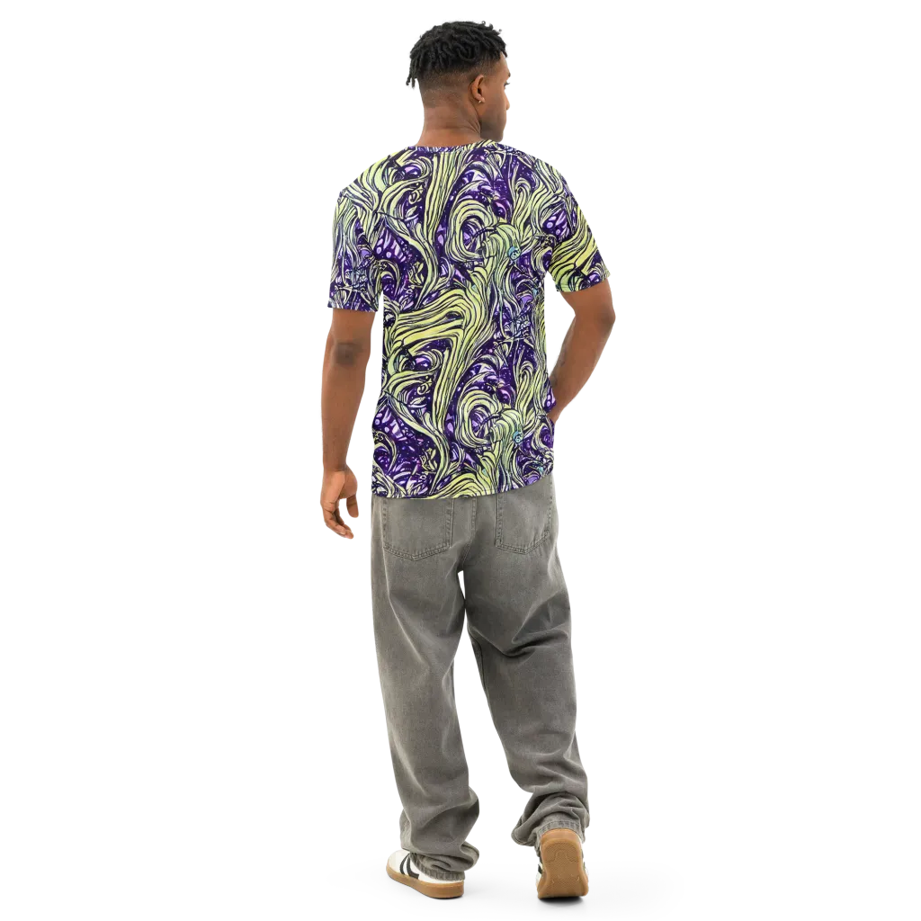 Acid Foliage on Men's Cotton Crew Neck T-Shirt — Back