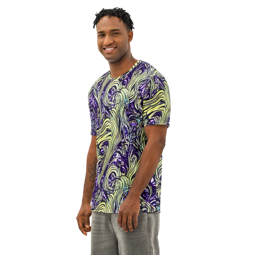 Acid Foliage on Men's Cotton Crew Neck T-Shirt — Left Front