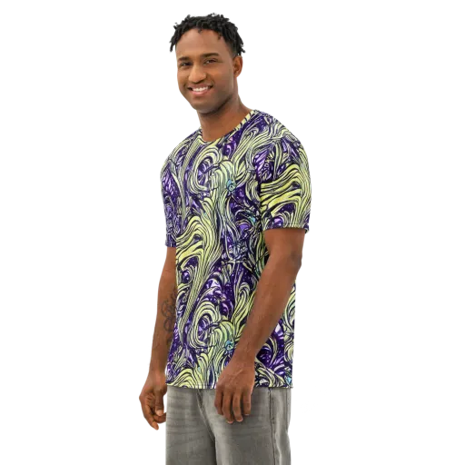 Acid Foliage on a Men's Cotton Crew Neck T-Shirt