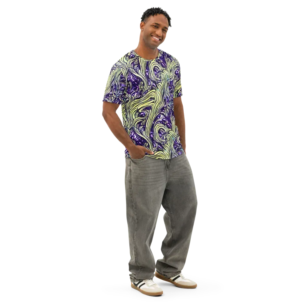 Acid Foliage on Men's Cotton Crew Neck T-Shirt — Right Front