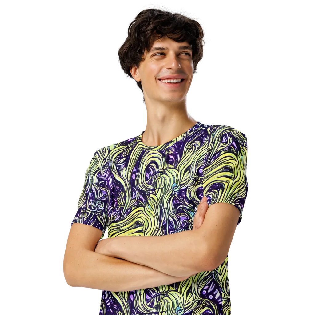 Acid Foliage on Men's Crew Neck T-Shirt — Left Front