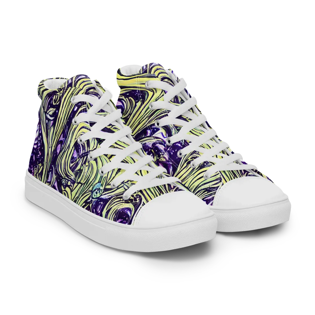 Acid Foliage on Men's High Top Canvas Shoes — Right Front
