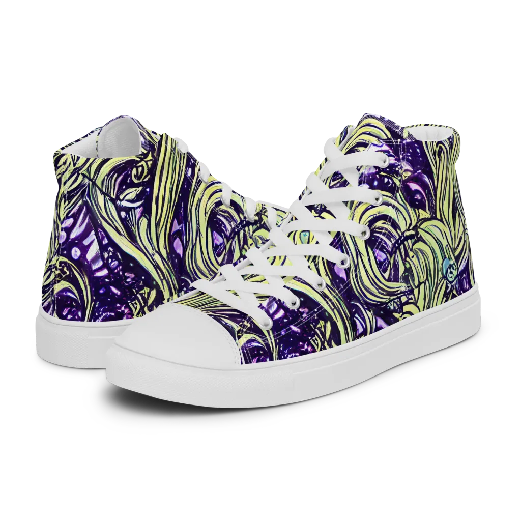 Acid Foliage on Men's High Top Canvas Shoes — Left