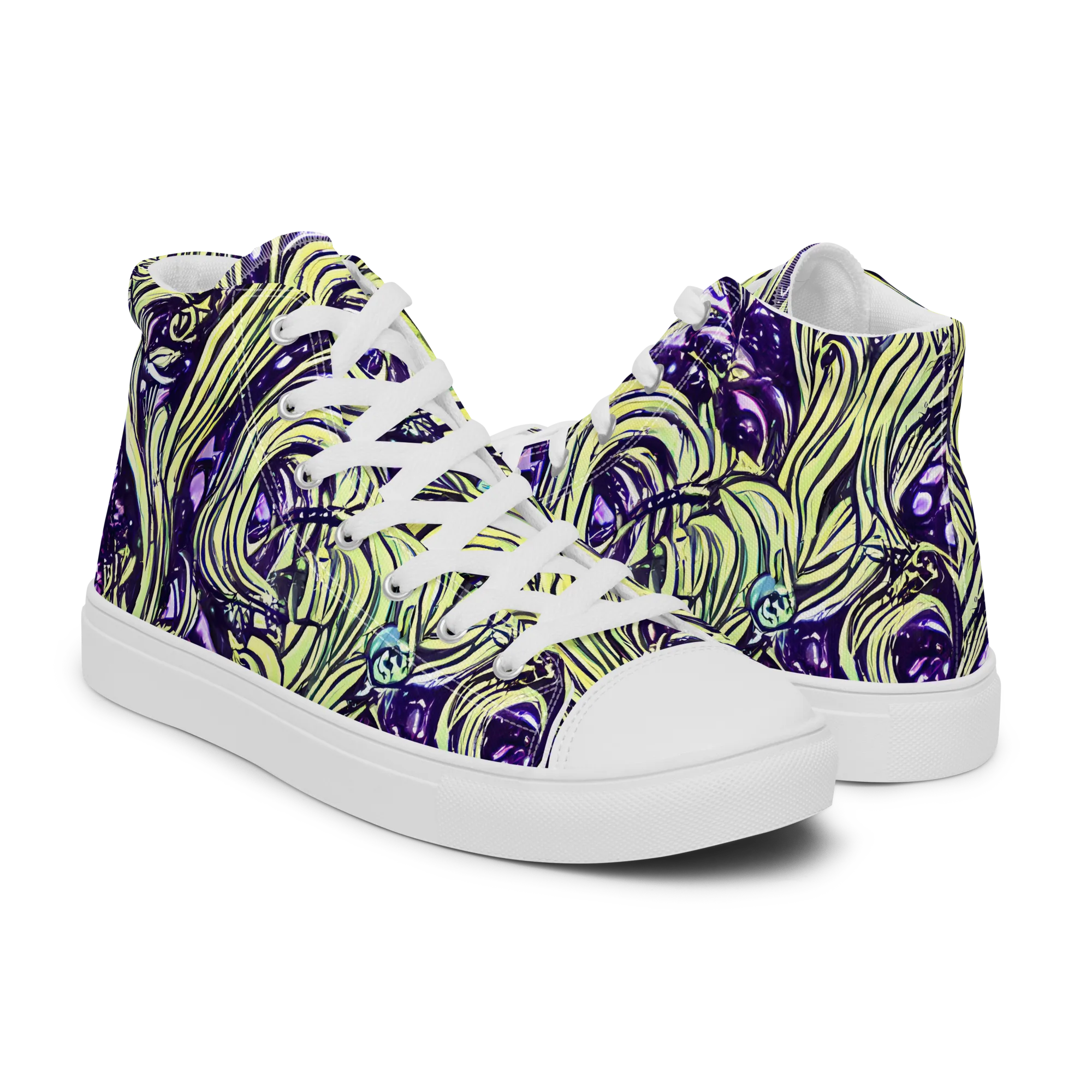 Acid Foliage on Men's High Top Canvas Shoes — Right