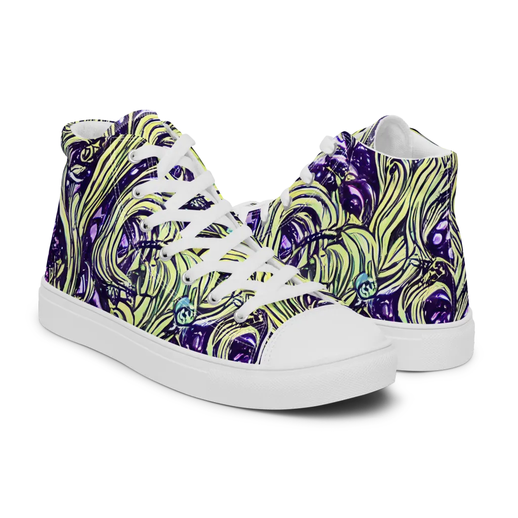 Acid Foliage on Men's High Top Canvas Shoes — Right