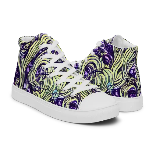 Acid Foliage on a Men's High Top Canvas Shoes