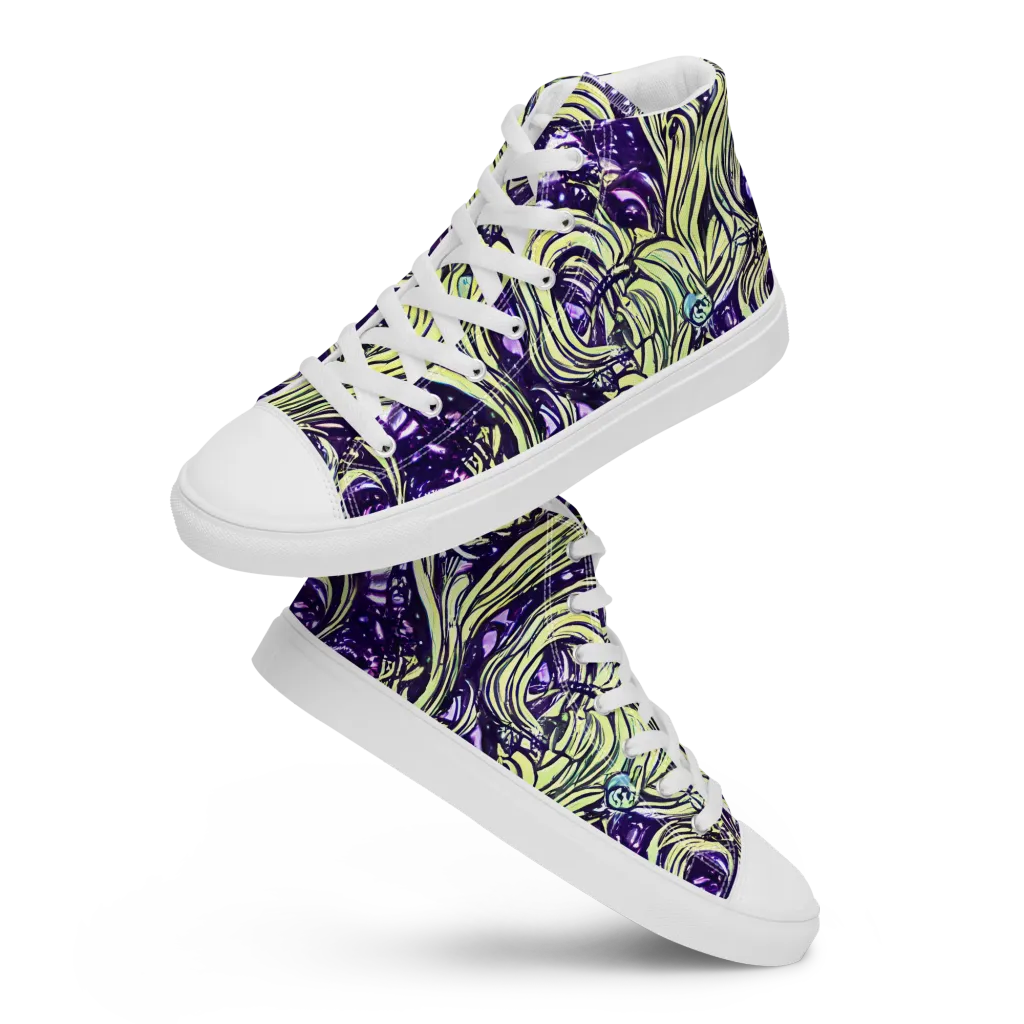 Acid Foliage on Men's High Top Canvas Shoes — Front